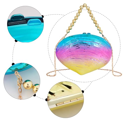Image of Women Seashell Evening Bag Purse Mermaid Chain Strap Clutch Handbag Shoulder Bag | Seashell