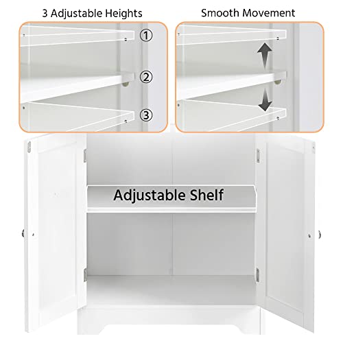 Yaheetech Bathroom Storage Cabinet With 2 Drawers & Adjustable Shelf, 2 Doors Bathroom Floor Cabinet, Wooden Cupboard For Living Room, Hallway, White #TOP6