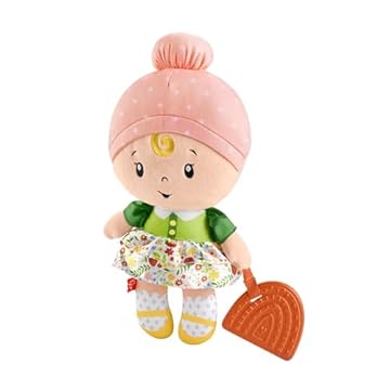 Fisher-Price - Prima bambola coccole e suoni, giocattolo morbido sensoriale con dentaruolo arcobaleno e suoni per incoraggiare il gioco di ruolo, giocattolo per bambini, 6+ mesi, HXK44