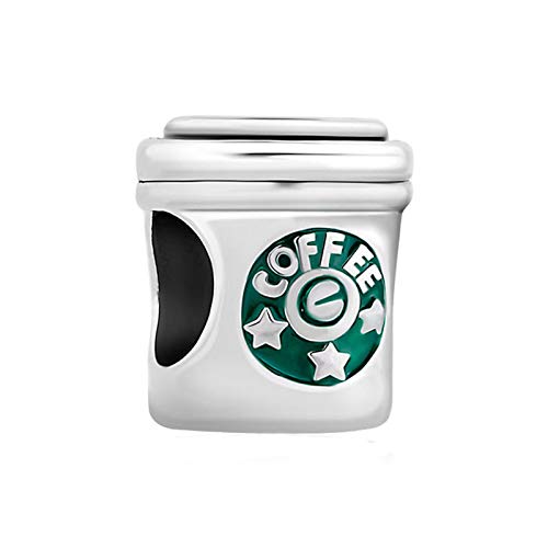 Taza de café para pulsera compatible con Pandora, abalorio de plata para coleccionistas