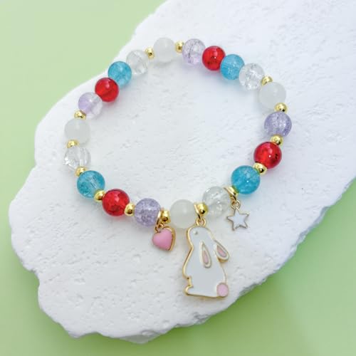 Easter Jewelry for Women Easter Bunny Stretch Bracelet with Card Rabbit Pearl Stud Earrings Cute Egg Basket Fillers Accessories Gifts - Image 5