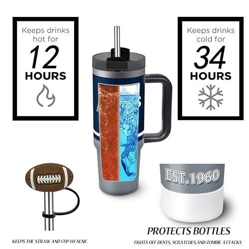 Image of Tumbler 30oz Straight Skinny Portable Handle Car Cups With Anti slip Sleeve Straw Dust Cover, Sports Travel, Stainless Steel Insulated Gifts for Men Women Fans