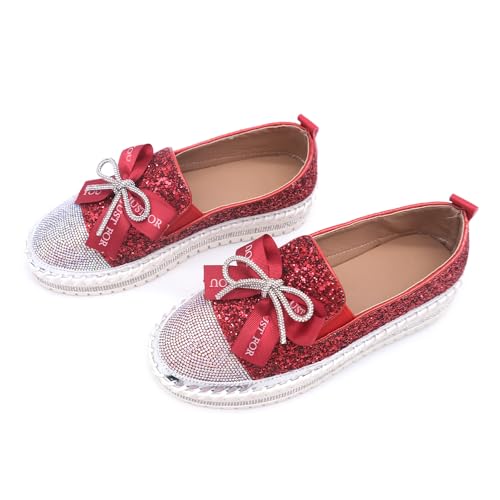 Image of Women's Fashion Rhinestone Slip On Sneakers Casual Comfort Platform Walking Shoes Cute Bowknot Glitter Bling Loafers