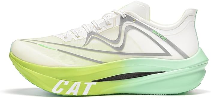 Men's Marathon Running Shoes Dual Carbon Plates & Dual Midsole Women's Fashion Workout Shoes 4 White/Lemon Yellow/Green