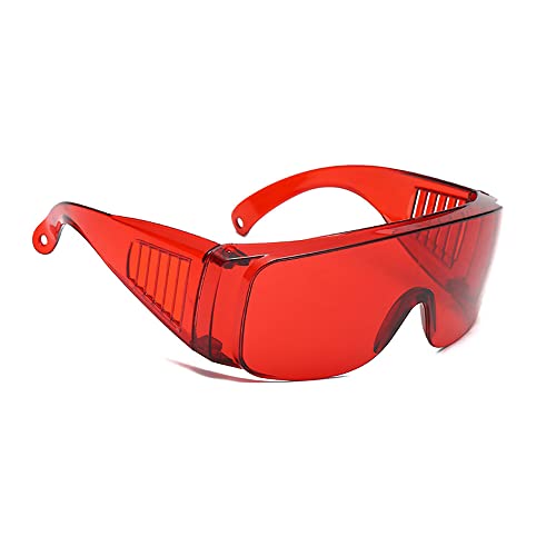 TopHomer Safety Glasses, Protective Lab Goggles UV Resistant Safety-Over Spectacles for Workshop Laboratory and Construction (Red)