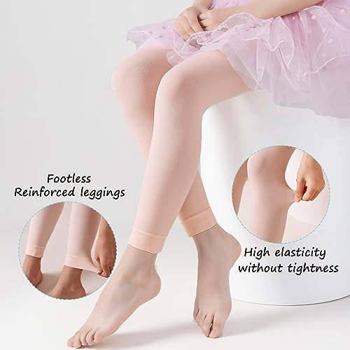 Ballet Tights Girls Footless Dance Tights Microfiber Ultra Soft School Leggings for Toddler Kids Students 1/2/3 Pairs2