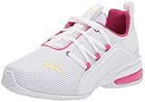PUMA unisex child Axelion Mesh Sneaker Running Shoe, Puma White-beetroot Purple, 5.5 Big Kid US