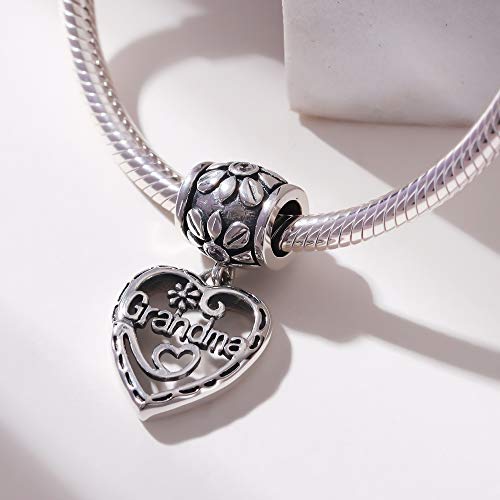 SOUKISS Grandma Heart Charms Authentic 925 Sterling Silver Family Love Mother Gifts Charm for European Bracelet2