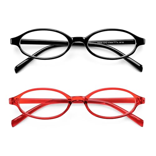Image of FEISEDY Y2K Retro Oval Blue Light Glasses for Women Fashion Small Face Eyewear Frame 90s Nerd Fake Cosplay Eyeglasses B0258