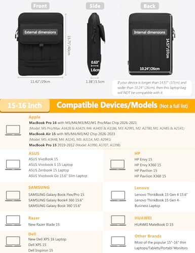 Funda acolchada para portátil 15.6 Dell HP ASUS Lenovo y MacBook Pro 6