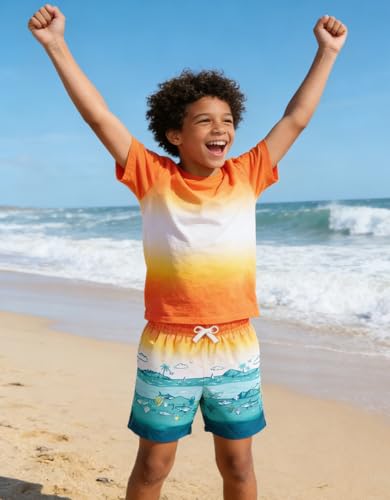 Boys Swim Trunks Board Shorts 6T 7T Kids Bathing Suits with Compression Liner Shark Swimsuit Beach Swim Shorts — view 4