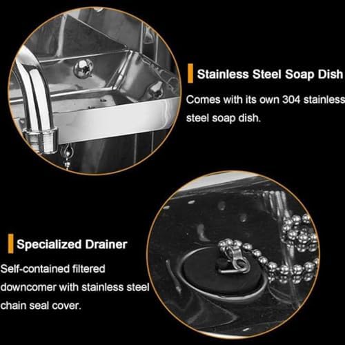 Portable Hand Wash Sink - Wall-Mounted Single Bowl Basin with Lid for RV, Caravan & Boat - Splash Guard Washing Station, Compact, Easy to Install, White