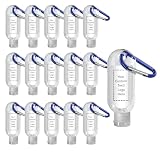 CUSTOM LABELED Hand Sanitizer with Carabiner, 1.9 oz, Clear Bottle, 70% Alcohol, Portable, USA Made, Unscented, Pack of 15