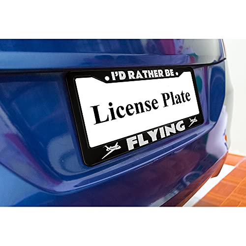 Ofloral I'd Rather Be Flying Aluminum Alloy License Plate Frame Two Airplanes Pattern White Applicable To Us Standard Car Metal Car Tag Frame Front License Plate Cover Holder For Women Men(1 Pack) #TOP5