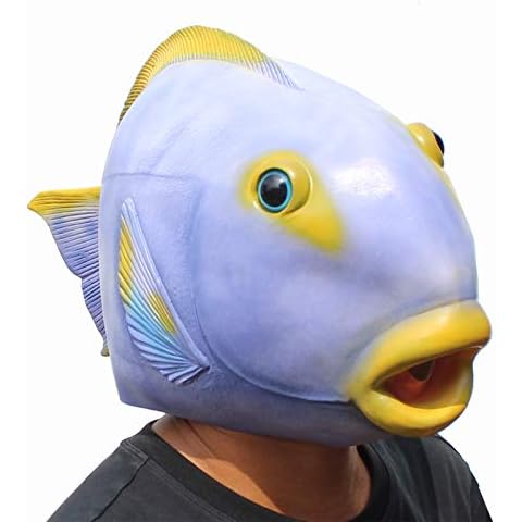 CreepyParty Deluxe Halloween Costume Party Latex Animal Head Mask Tropical Fish Sea Animal Masks Cover
