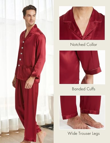 Image of LilySilk 100% Silk Pajamas for Men Soft 19MM Real Mulberry Silk Sleepwear Mens Silk Pajamas Set Lightweight Male Pjs