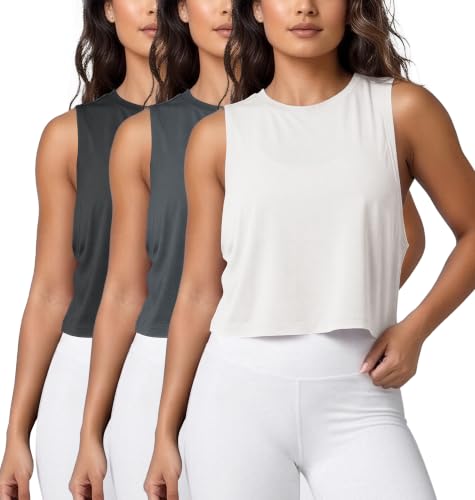 Image of ODODOS 3-Pack Loose Tank Tops for Women Sleeveless Gym Athletic Workout Tops Yoga Shirts