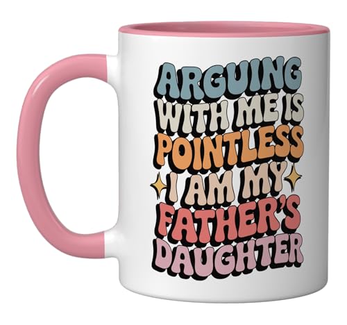 Taza de cerámica 11 oz con diseño Daughter rosa/blanco miniatura 1