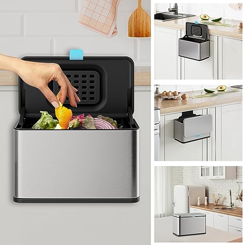 LINSSEN Stainless Steel Hanging Trash Can with Lid