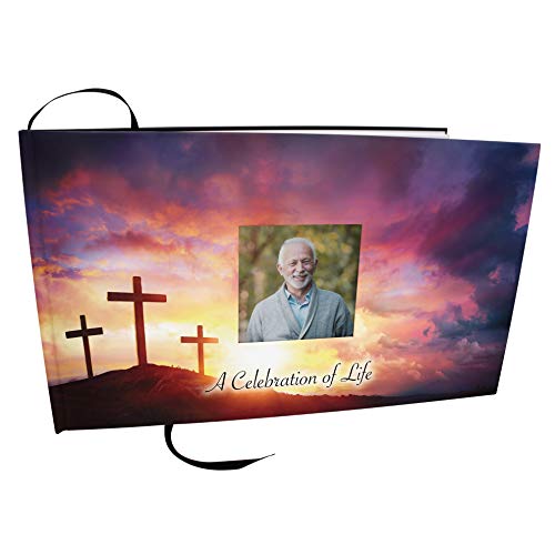 Image of Cross Celebration of Life Funeral Guest Book for Memorial Service