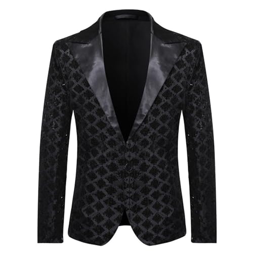 Men's Black Blazer One Button Shawl Lapel Tuxedo Casual Dress Suit Jacket for Men Wedding Party Prom