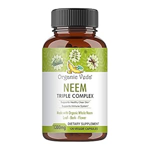 Organic Veda – Neem Leaf Extract Triple Complex, Vegan Neem Capsules for Healthy Skin & Immune System, Made from Whole…
