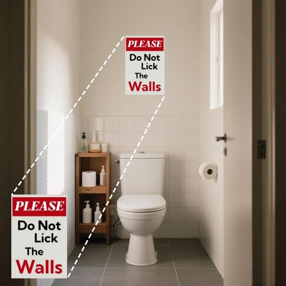 Funny 'Do Not Lick Walls' Metal Sign - Vintage Decor, Use Code 2CVWNTD7 - Image 2