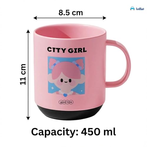 Image of FunBlast Milk Mug for Kids - 450 Ml; Unbreakable Mug for Kids, Milk Mugs for Kids Unbreakable - Milk Drinking Cup for Kids (City Girl)
