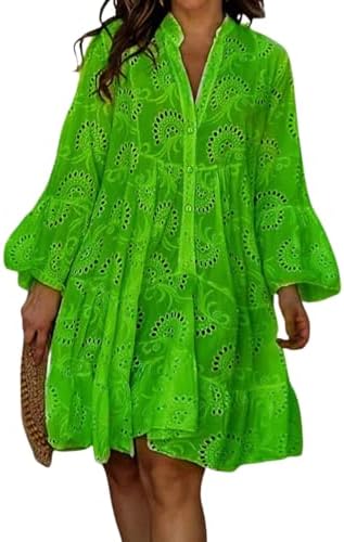 <h3>Lime Eyelet Tiered Mini Dress</h3>