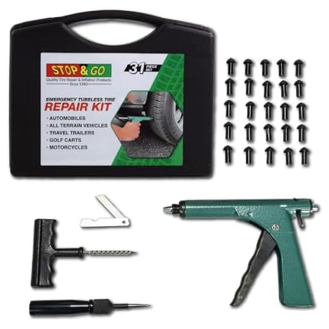 Stop & Go 1085 30 Piece Deluxe Tubeless Tire Plugger Repair Kit Punctures and Flats on Car, Motorcycle, ATV, Jeep, Truck, & Tractor (25 Mushroom Plugs) Cover