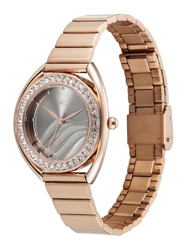 Image of Fastrack Vyb Eclipse with Quartz Analog Light Grey Dial Rose Gold Stainless Steel Strap Watch for Girls - FV60123WM01W