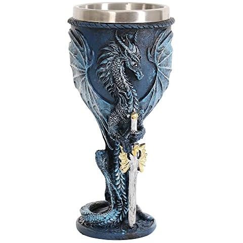 OTARTU Medieval Stainless Steel Dungeons and Dragons Chalice Wine Goblet 210ml Cover