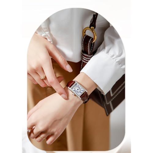 Image of Poshi Sanda Premium White Brass Sqaure Dial Watch | 200mm Rose Gold Stainless Steel Strap Quartz Watch for Women