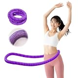 OKUYOSHI 1.3kg ソフトフラフープ ダイエット用 大人用 初心者向け 静音 室内 フィットネスフープ やわらか素材 痛くなりにくい 折りたたみ収納 お腹まわり くびれ エクササイズ 日本語説明書付き (ラベンダー)