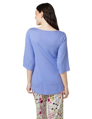 Image of HUE Women's Sleep and Lounge Pajama Separates, Late Summer & Fall Collection, Jacaranda - Shirred Bell Sleeve Tee, Small