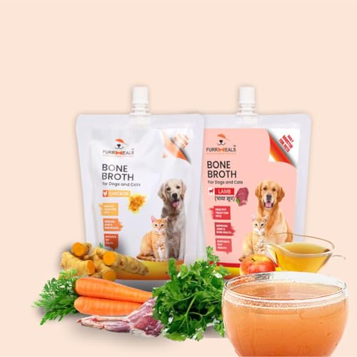 Image of FurrMeals Bone Broth for Dogs Chicken & Lamb (Varity Pack) I Bone & Joint Supplement I 100% Natural Preservative Free I Gravy /Wet Dog Food /Dog Treat (300ml X 2)