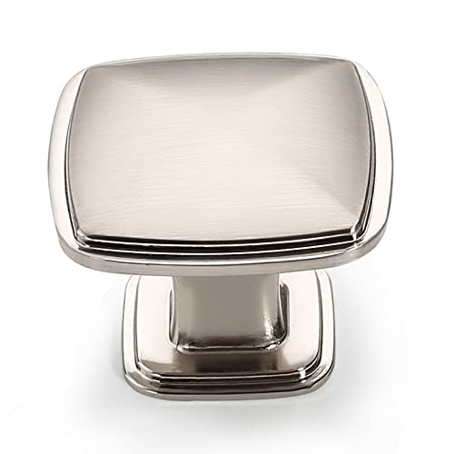 Amerdeco Lot de 12 Bouton de Meuble Bouton Porte Cuisine Carré Boutons de Porte Alliage de Zinc Bouton Porte Placard Nickel Brossé Bouton Porte Poignée Cuisine Cover