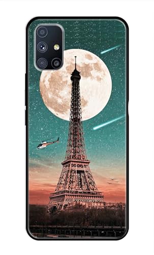 Image of Metal TPU Printed Back Cover for Samsung Galaxy M51 (Lovers Eiffel Tower) 360 Degree Protection | Camera Protection -25092024(AR)