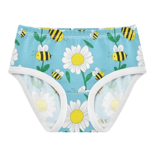 Cute Yellow Bees Daisies Blue Girls Underwear Toddlers 2t Cotton Cute Panties Girl Stylish Briefs Kids Undies