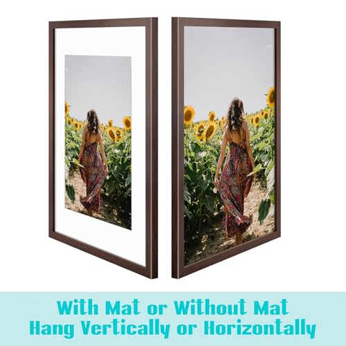 Image of Frametory 6 Pack 16x24 Brown Picture Frame with Real Glass Mat for 12x18