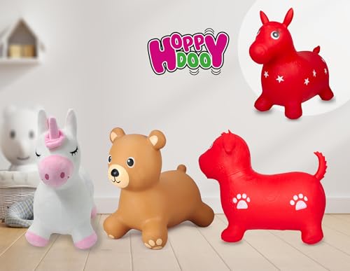 JAMARA 466001 H&uuml;pftier B&auml;r HoppyDoo - Spielzeug f&uuml;r Kinder, H&uuml;pfspielzeug Baby Indoor/Outdoor, Geschenk f&uuml;r Kids, Gartenspielzeug, Bouncing, Pflegeleicht, BPA frei, mit Pumpe