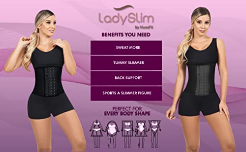 Image of LadySlim COLOMBIAN Fajas Colombianas Reductoras para Mujer Short Torso Sport Workout Latex Waist Trainer for Women