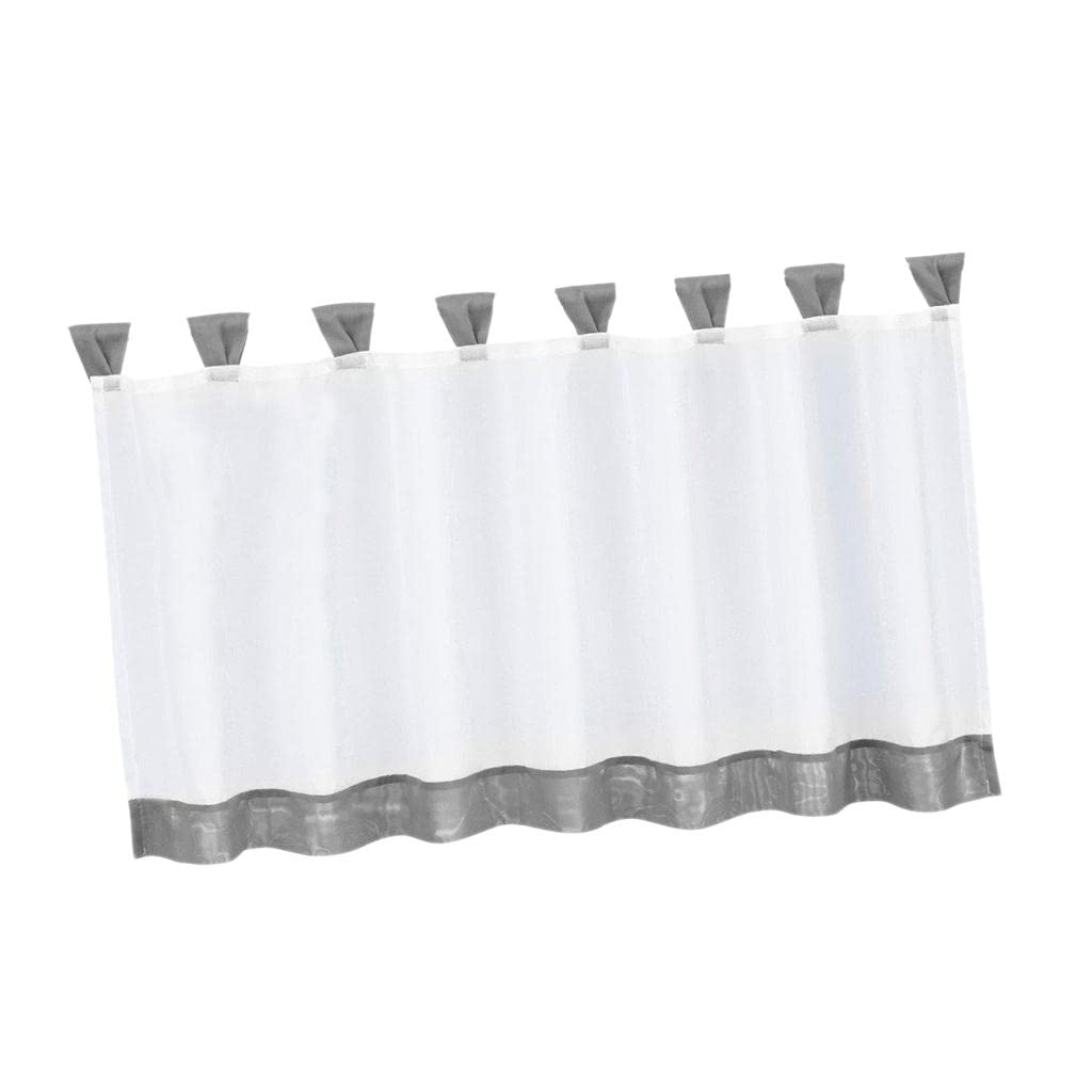 Rideau voilage gris avec oeillets pour petite fenêtre de chambre salle de bains et cuisine