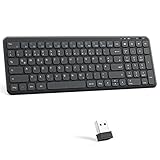 【QWERTZ-Layout Kabellose Tastatur】Die Tastatur mit DE-Layout und den Fn-Funktionstasten, können Sie direkt 12 Multimedia-Tasten verwenden, um die Lautstärke einzustellen, auf die Homepage zuzugreifen, zu kopieren, einzufügen, auszuschneiden, etc. Sie müssen nicht nach der Tastenkombination Fn+F1~F12 suchen.