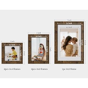 eletecpro Collage Picture Frames Set with Real Glass Cover 9 Openings Photo Collage Frame for Gallery Wall Displays 6pcs 4×6 2pcs 4×4 and 1pc 6×9 inch Photos Assembly Required Brown