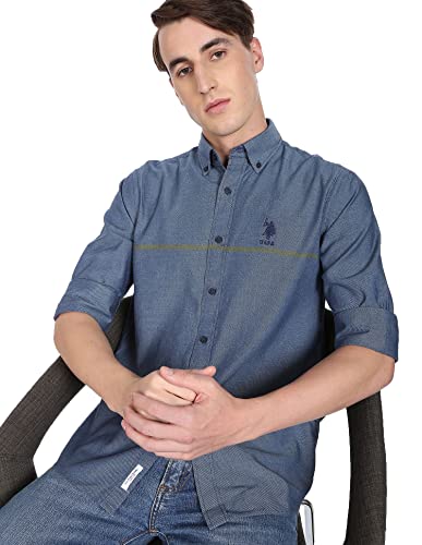 Image of U.S. Polo ASSN. Men's Cotton Striped Slim Fit Shirt