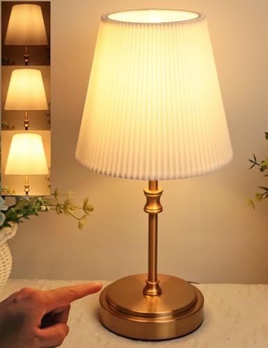 Lampe De Chevet Tactile, 31.5cm Lampe De Table Tactile Dimmable Contrôle Lampe De Table LED Moderne Rétro Avec Ampoule Pour La Lecture Salon Chambre D'Enfant...