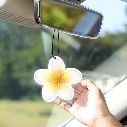Image of 5Pcs Hibiscus Flower Car Air Freshener Long Lasting Cute Pink Beachy Car Accessories Car Interior Rear View Mirror Hanging Ornament Scents Decor for Women Teen Girls