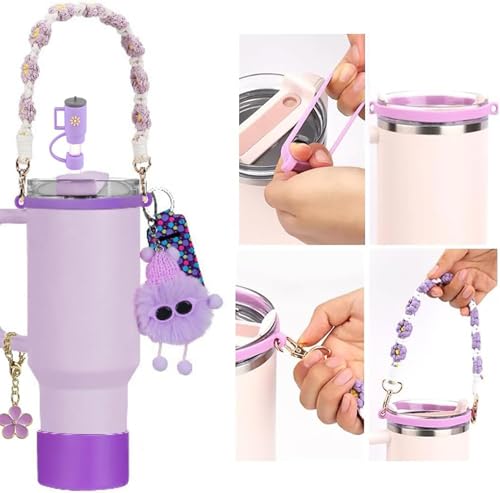 Image of House of Quirk 6-Piece Tumbler Accessory Set - Purple, Silicone, 40oz & 30oz Tumbler (Tumbler Not Included)