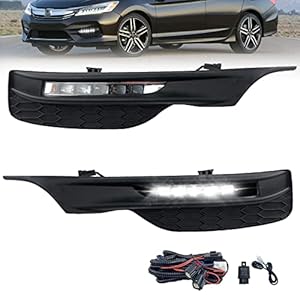 LED Fog Lights Compatible with 2016 2017 Honda Accord Sedan Front Bumper Fog Lamps with Switch and Wiring Harness- Clear Lens